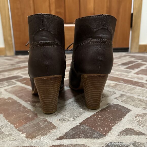 Altar’d‎ State Brown Ankle Boots Women 7.5 Selina Lace Up Bootie Block Heel - Picture 5 of 10